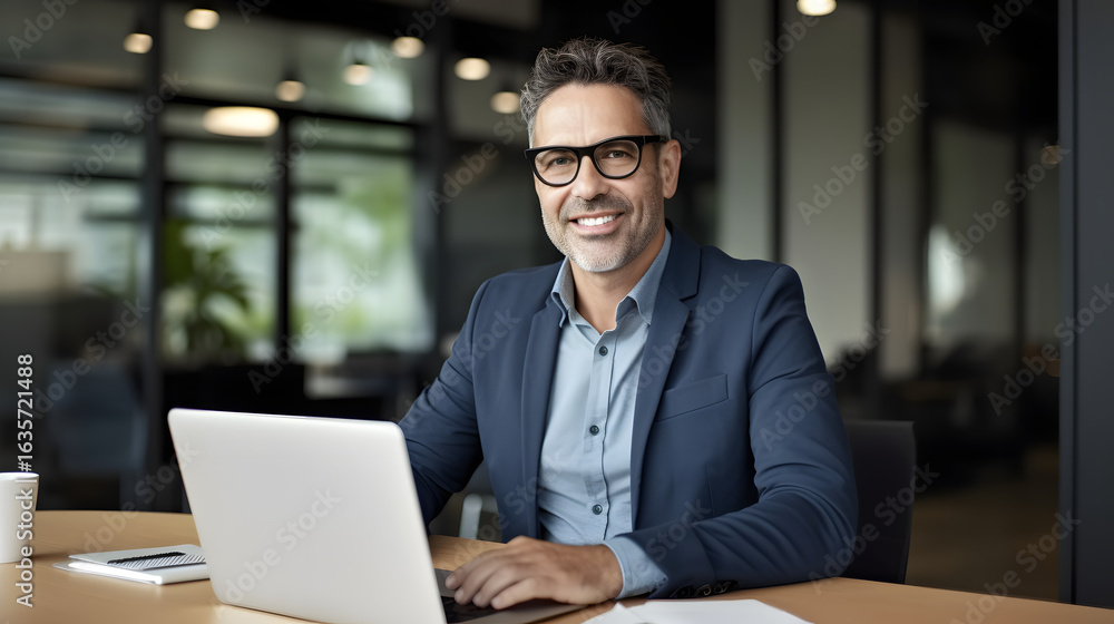 Obraz premium businessman working on laptop