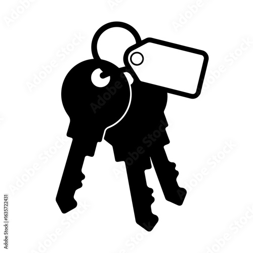Silhouette of apartment keys with insurance tag, symbol of property security and coverage