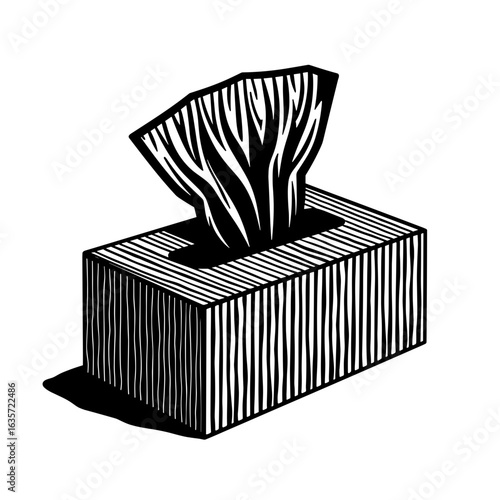 Abstract tissue box silhouette with vertical lines, modern graphic art