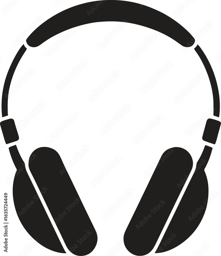 Obraz premium Black and White Illustration of Modern Headphones Silhouette