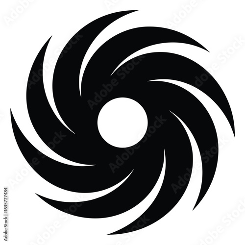 Black Hurricane Eye Silhouette Swirling of Storm Design Element Icon
