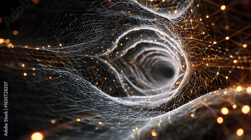 Wallpaper Mural Futuristic network tunnel with glowing nodes illuminating complex interconnected structures data transfer visualization conceptual technology background and advanced communications Torontodigital.ca