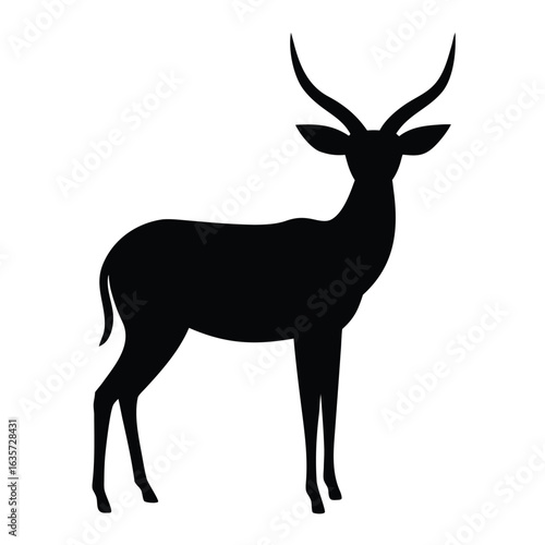 Flat vector illustration of an antelope silhouette vector illustration