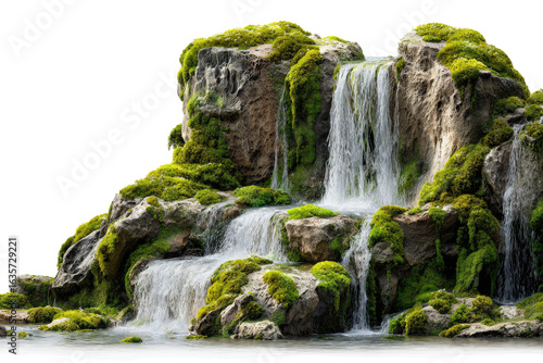 Waterfall cascading over mossy rocks