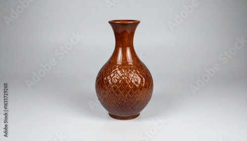 Decorative, amber-brown vase with diamond pattern