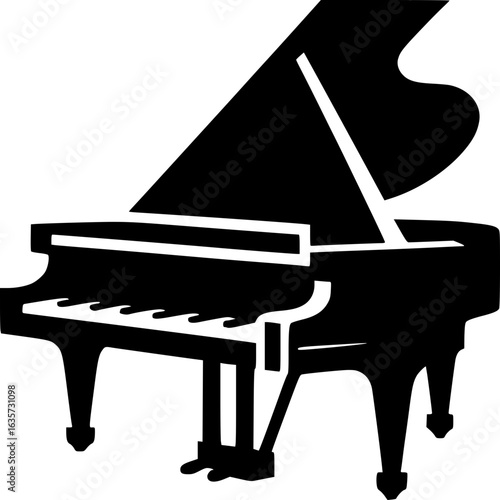 Piano's Silhouette: An elegant grand piano in a silhouette, a timeless symbol of music and artistic expression.