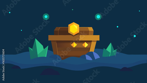 sunken ship birthday treasure with glowing jewels