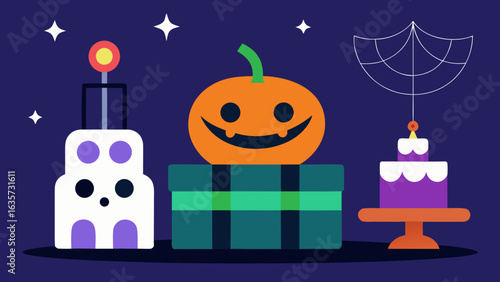spooky cute haunted birthday with cobweb cake and decorations