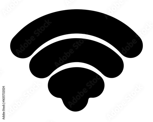 Simple Black and White Wifi Signal Icon with Rounded Shapes