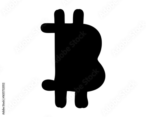 Abstract Black Bitcoin Symbol on a White Background for Digital Currency
