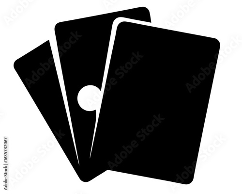 Three playing cards in a fan configuration ready for a card game