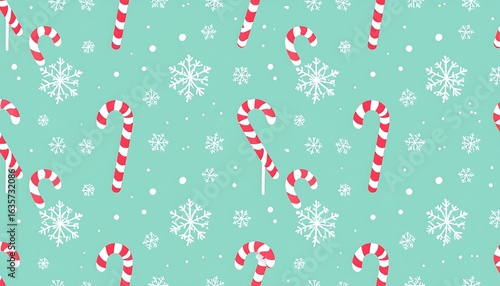 Christmas candy cane pattern on light teal background