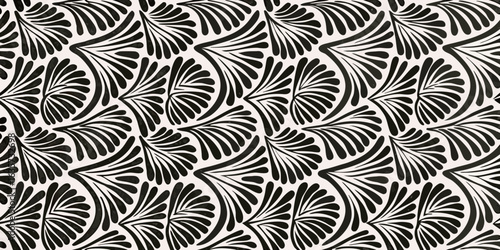 Elegant black and white abstract feather pattern