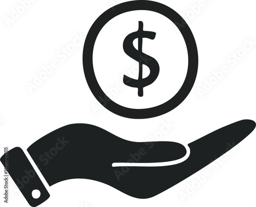 Hand with a dollar sign silhouette