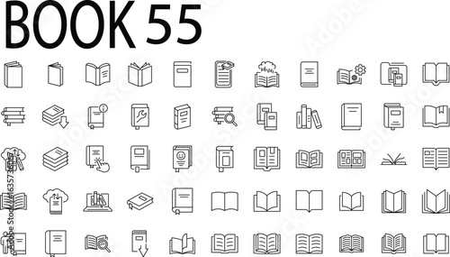 set of book related line icons. Editable stroke