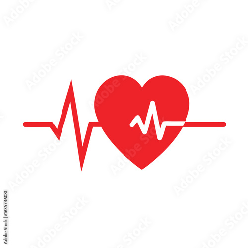 Red ECG Heartbeat Line Ending with Small Heart Vector