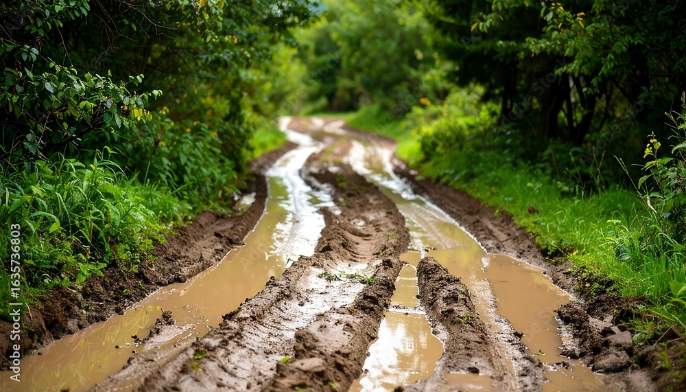 Fototapeta premium Muddy forest road
