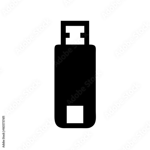 Illustration of usb flash drive data storage memory stick portable device technology black icon vector