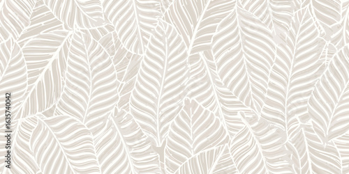 Elegant beige and white tropical leaf pattern