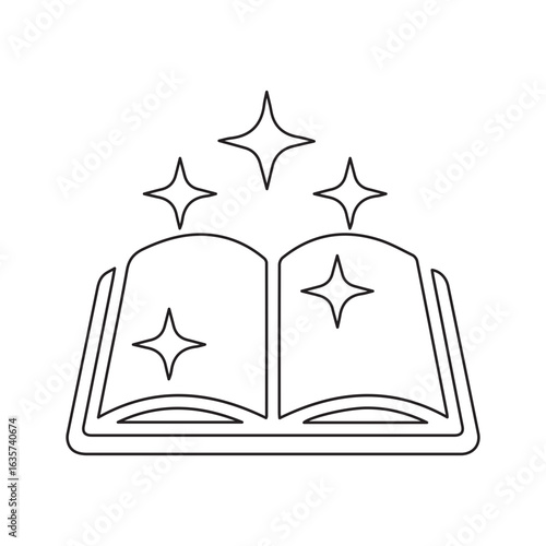Book magic manual line icon