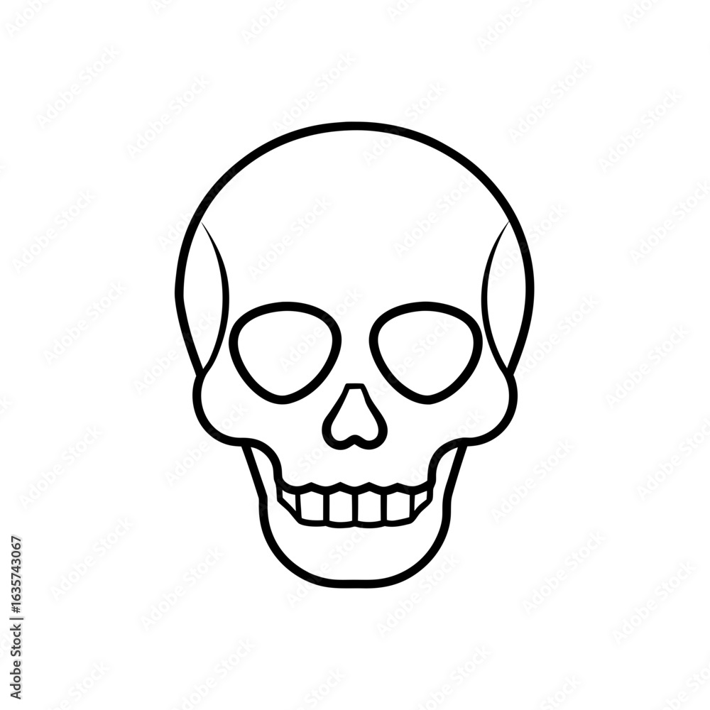 Fototapeta premium Simple Line Art Skull Illustration on transparent background