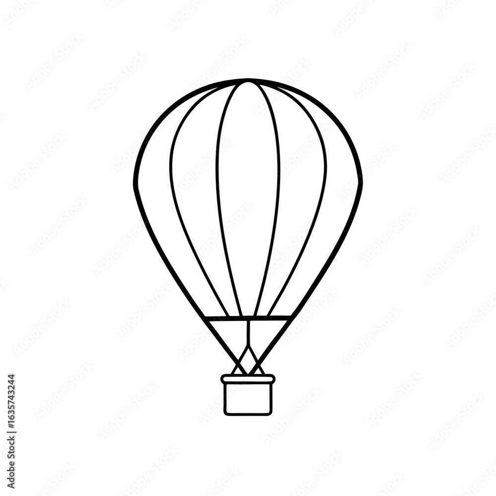 Fototapeta premium Simple Hot Air Balloon Line Art Icon on transparent background