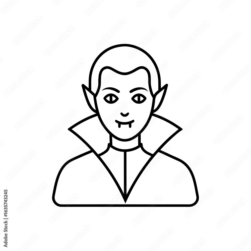 Line Art Vampire Icon on Transparent Background Line Art Vampire Icon on Transparent Background