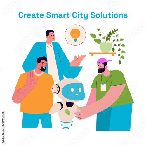 Megapolis Innovation Center. Flat Vector Illustration