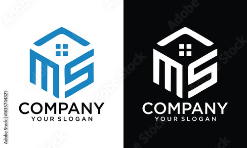 Creative letter M with house logo icon design vector design template inspiration