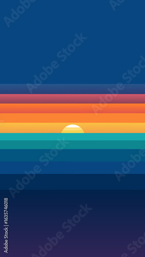 Stylized sunset over the ocean with horizontal color bands