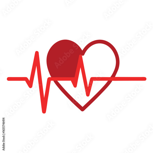 Red ECG Heartbeat Line Ending with Small Heart Vector