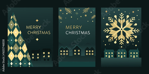 Elegant christmas greeting cards featuring festive scenes and greetings