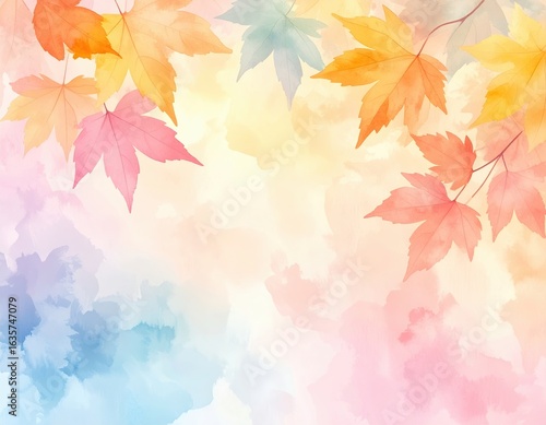 秋の和風デザインに使える水彩画背景素材