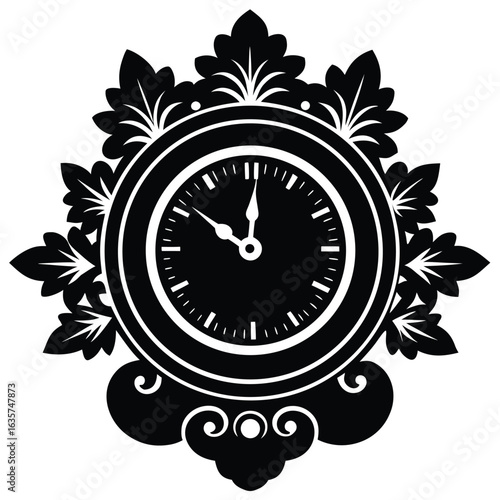 Ornate vintage clock face with decorative flourishes