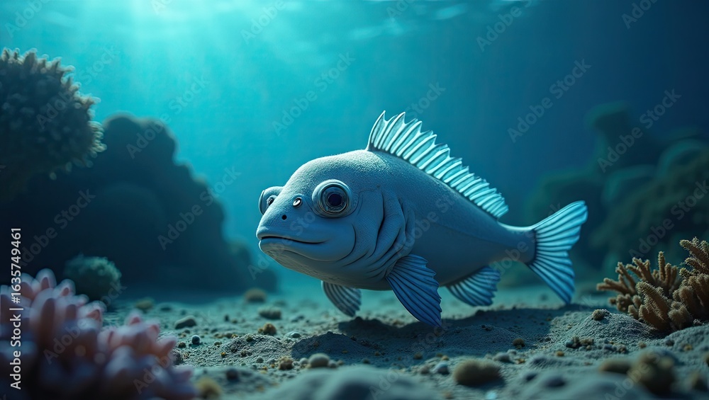 Obraz premium Underwater scene featuring a stylized fish.