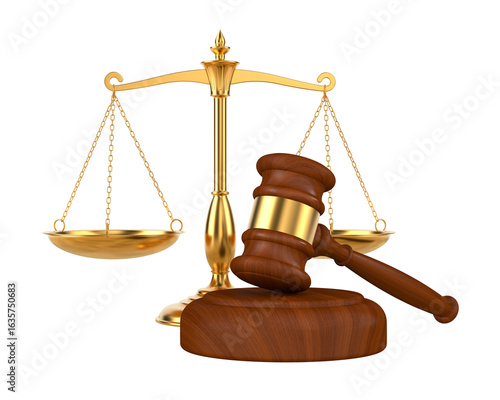 Judge gavel and scale on wh...