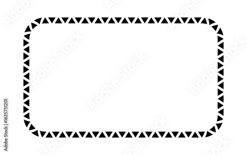 African pattern rectangle frame. Mexican ethnic motif border. Triangular ornament round frame. Sun stamp. African ethnic culture ornament Vector illustration isolated on white background.