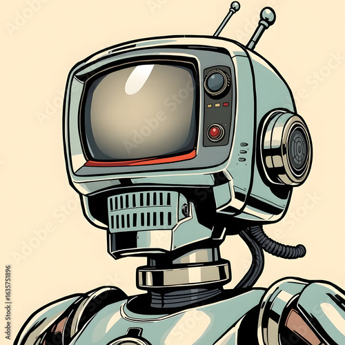 Wallpaper Mural retro robot with a tv Torontodigital.ca