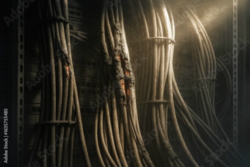 Burnt cables in data center reveal signs of fire damage and equipment failure