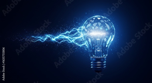 Glowing Light Bulb with Electric Energy Discharge