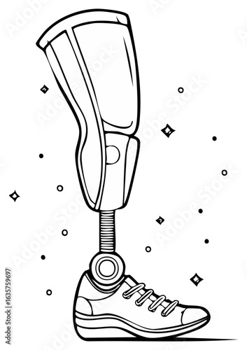 Prosthetic leg with athletic shoe and sparkling accents