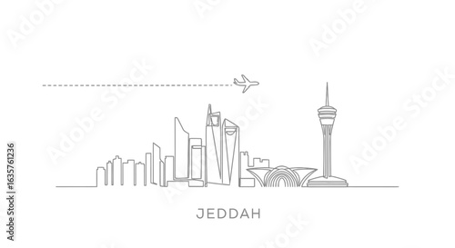 Jeddah Skyline Saudi Arabia Minimalist Vector.