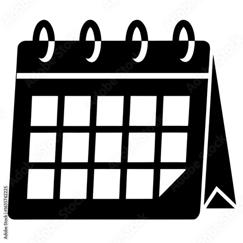 Black calendar icon on white vector