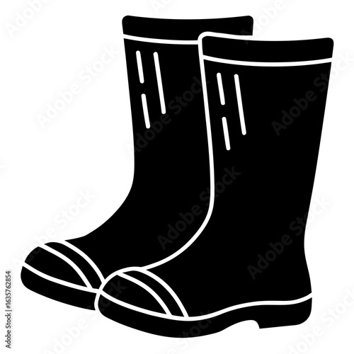Black rubber boots silhouette rain footwear