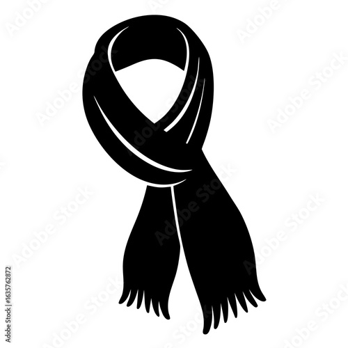 Black scarf draped elegantly white background fashion accessory