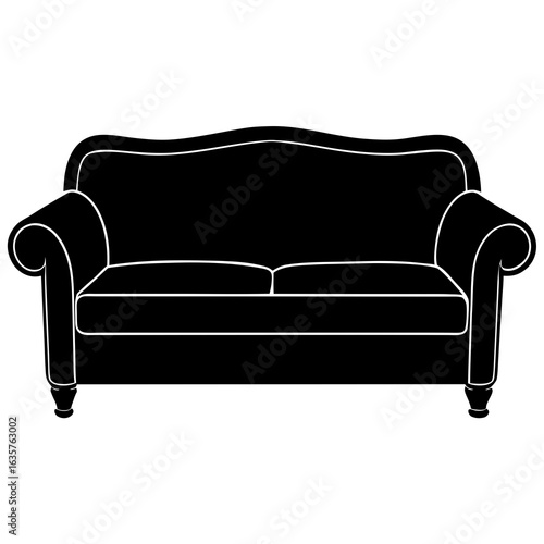 Black sofa silhouette with white trim couch furniture