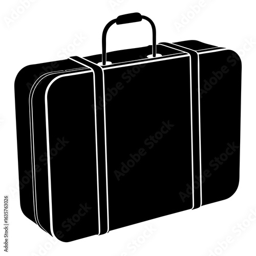 Black suitcase with white trim and handle luggage travel