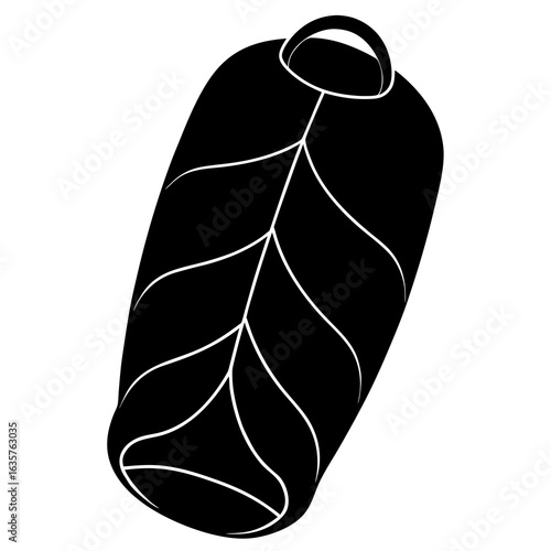 Black sleeping bag with white stitching vector illustration