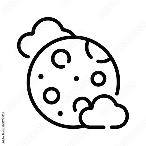 Premium outline icon of cratered moon surface