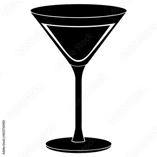 Martini glass silhouette black vector cocktail glass